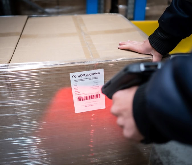 Scanning a package inside warehouse